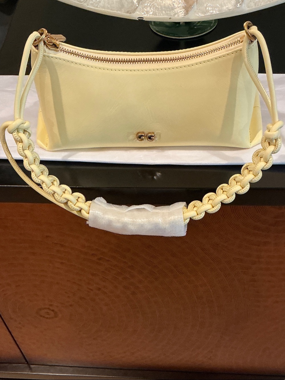 cult gaia Osa Pale Yellow Braided-Handle Shoulder Bag
